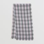 Burberry Burberry Embroidered Vintage Check Lightweight Cashmere Scarf, Blue