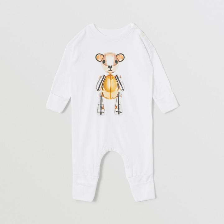 Burberry Burberry Childrens Thomas Bear Print Cotton Jumpsuit, Size: 6m