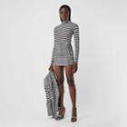 Burberry Burberry Stripe And Check Technical Wool Mini Skirt, Size: 0
