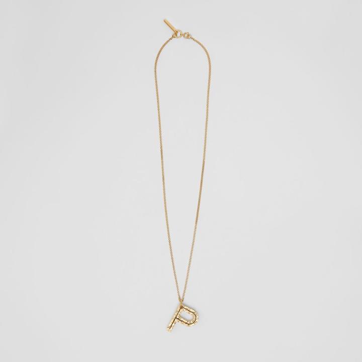 Burberry Burberry 'p' Alphabet Charm Gold-plated Necklace, Yellow