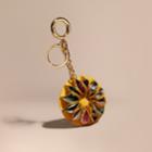 Burberry Burberry Floral Print Haymarket Check Concertina Key Charm, Yellow