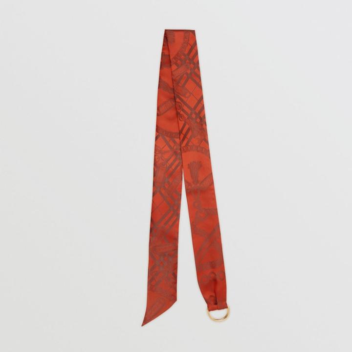 Burberry Burberry D-ring Detail Chain Silk Jacquard Skinny Scarf, Red