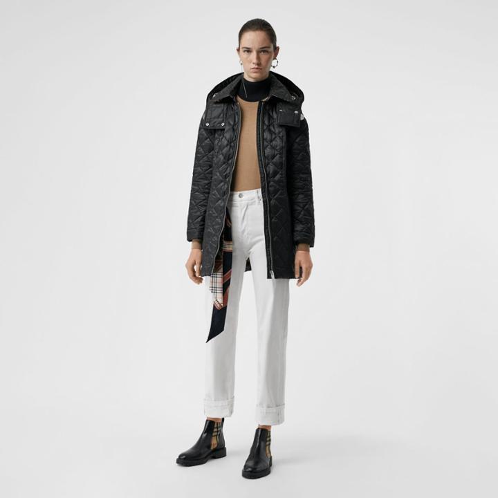 Burberry Burberry Detachable Hood Lightweight Diamond Quilted Coat, Size: Xxl