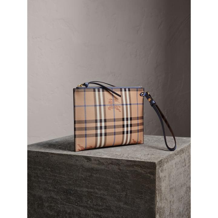 Burberry Burberry Haymarket Check Leather Pouch, Blue