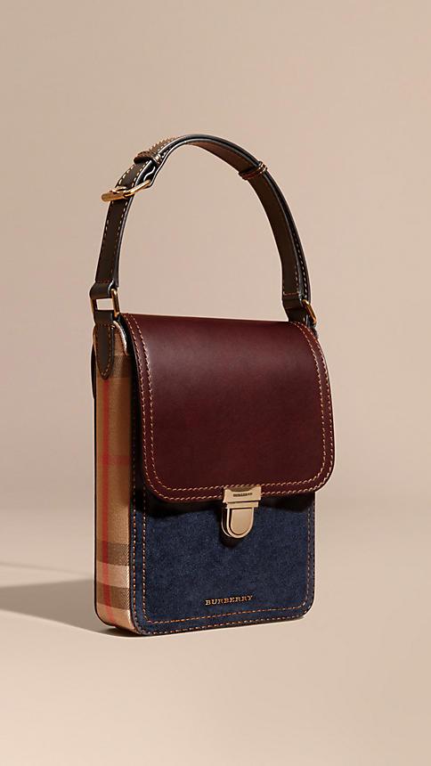 Burberry The Small Satchel In Suede And House Check
