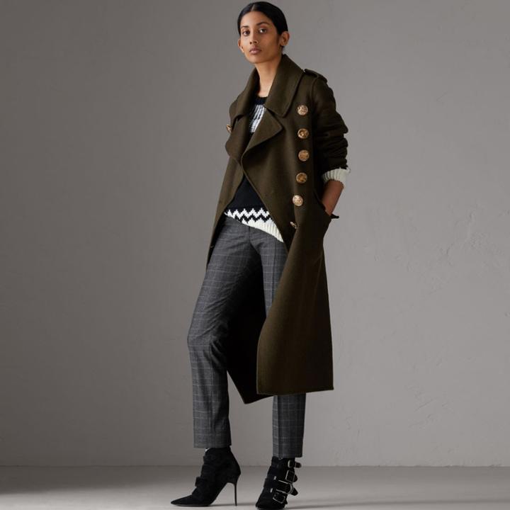 Burberry Burberry Prince Of Wales Check Wool Blend Trousers, Size: 02