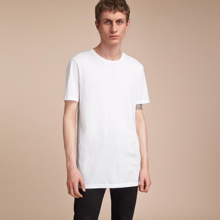 Burberry Burberry Cotton Jersey Long T-shirt, White