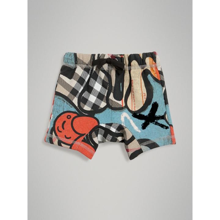 Burberry Burberry Street Art Print Cotton Drawcord Shorts, Size: 2y