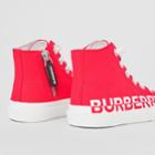 Burberry Burberry Childrens Logo Print Cotton Gabardine High-top Sneakers, Size: 23