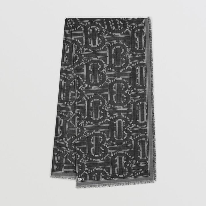 Burberry Burberry Monogram Lightweight Silk Wool Jacquard Scarf