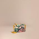 Burberry Burberry Peony Rose Print Haymarket Check And Leather Clutch Bag, Yellow