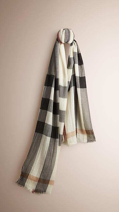 Burberry Check Cashmere Crinkled Scarf