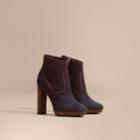 Burberry Burberry Suede Ankle Boots, Size: 35.5, Blue