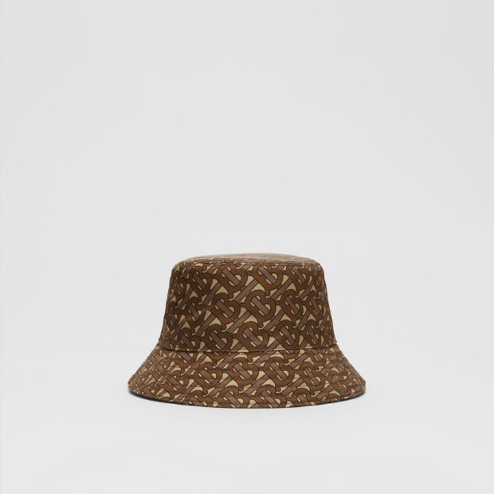 Burberry Burberry Monogram Print Econyl Bucket Hat, Brown