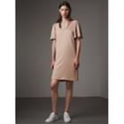 Burberry Burberry Flare-sleeve Lace Detail Crepe Dress, Size: 08, Purple