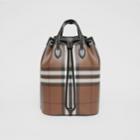 Burberry Burberry Check Print Leather Drawcord Backpack, Brown