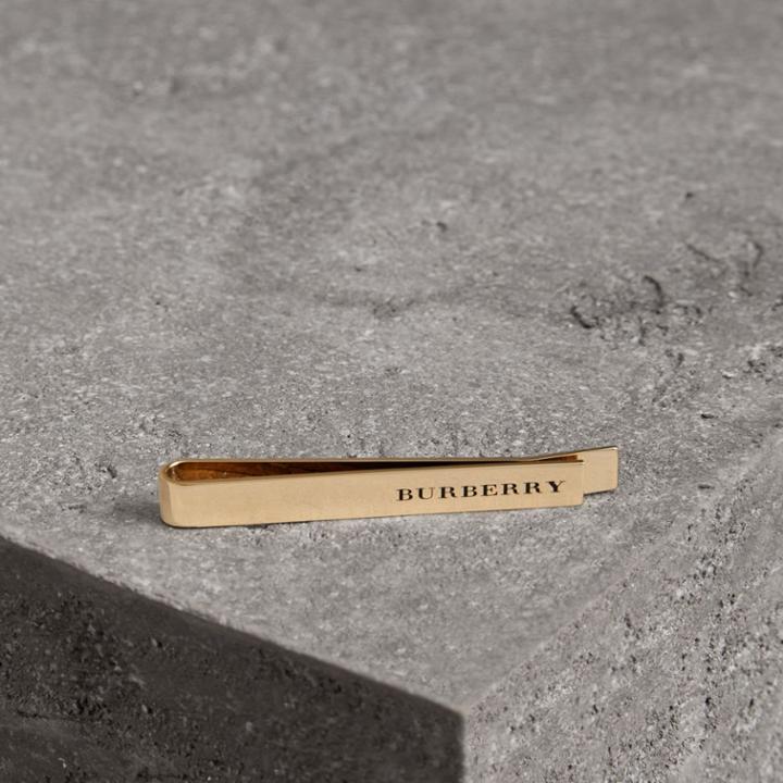 Burberry Burberry Engraved Bronze Tie Bar, Yellow