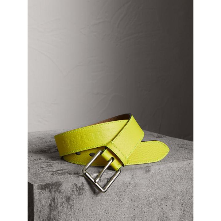 Burberry Burberry Embossed Grainy Leather Belt, Size: 95, Yellow