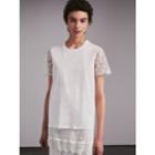 Burberry Burberry Tulle-sleeve Cotton T-shirt, White