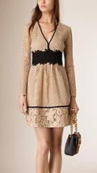 Burberry Prorsum Empire Line Patchwork Lace Dress