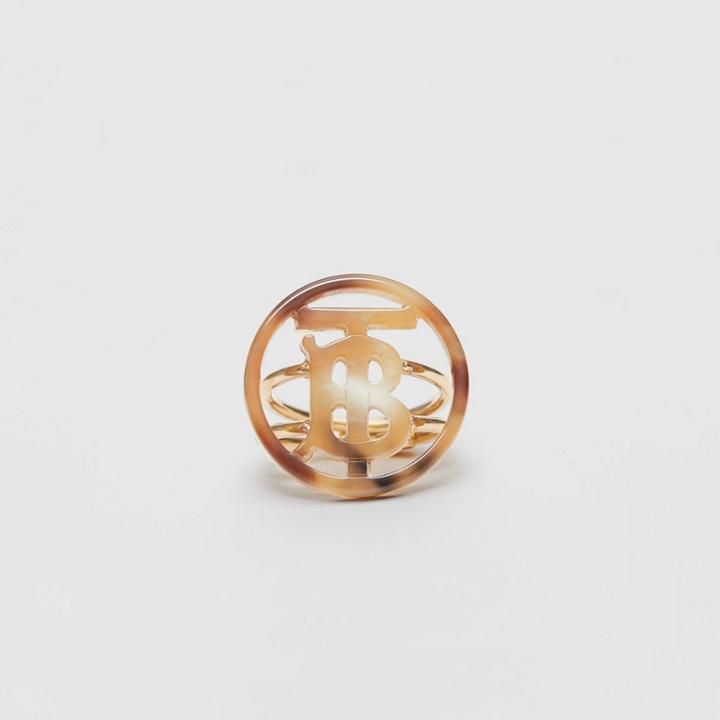 Burberry Burberry Resin And Gold-plated Monogram Motif Ring, Yellow