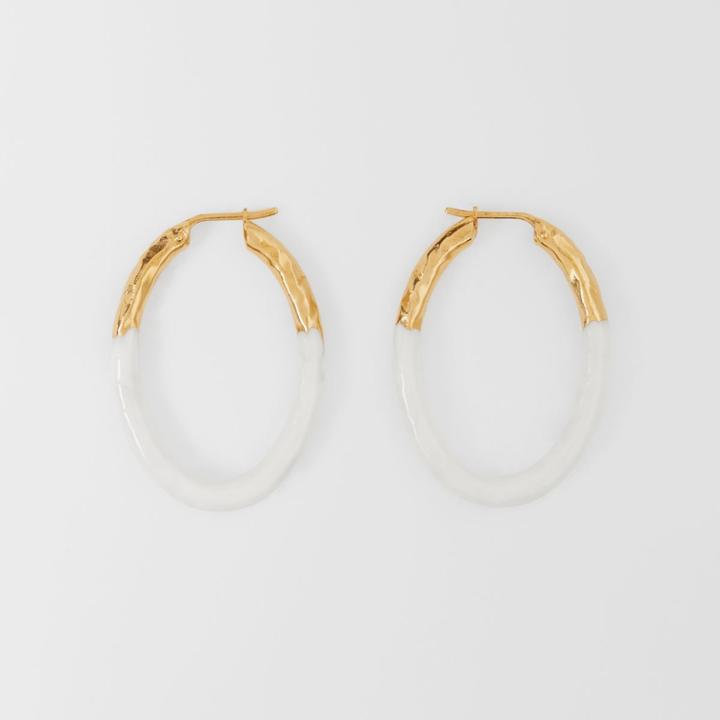 Burberry Burberry Enamel And Gold-plated Hoop Earrings, Yellow