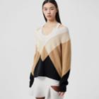 Burberry Burberry Chevron Intarsia Cashmere V-neck Sweater, Size: L