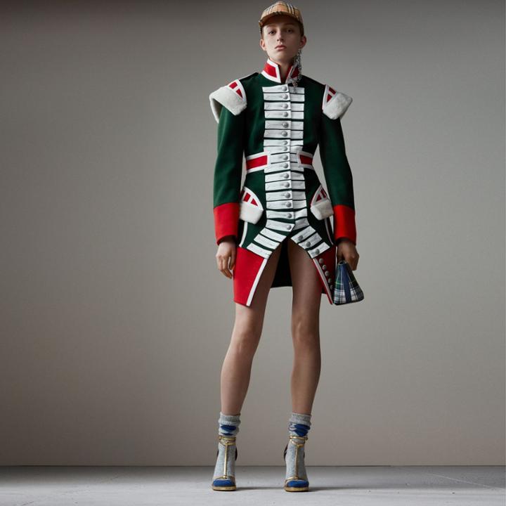 Burberry Burberry Shearling Trim Wool Ceremonial Coat, Size: 04, Green