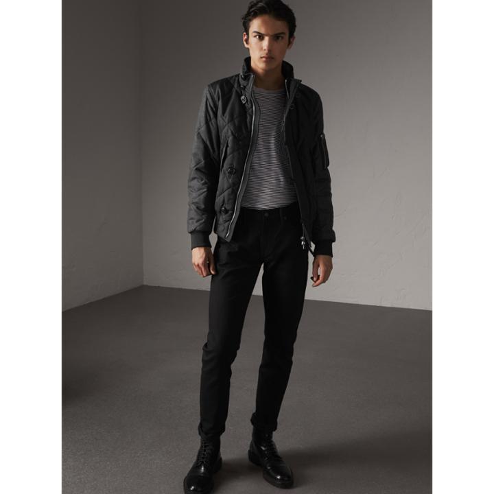 Burberry Burberry Packaway Hood Wool-sleeve Quilted Bomber Jacket, Size: 36, Black
