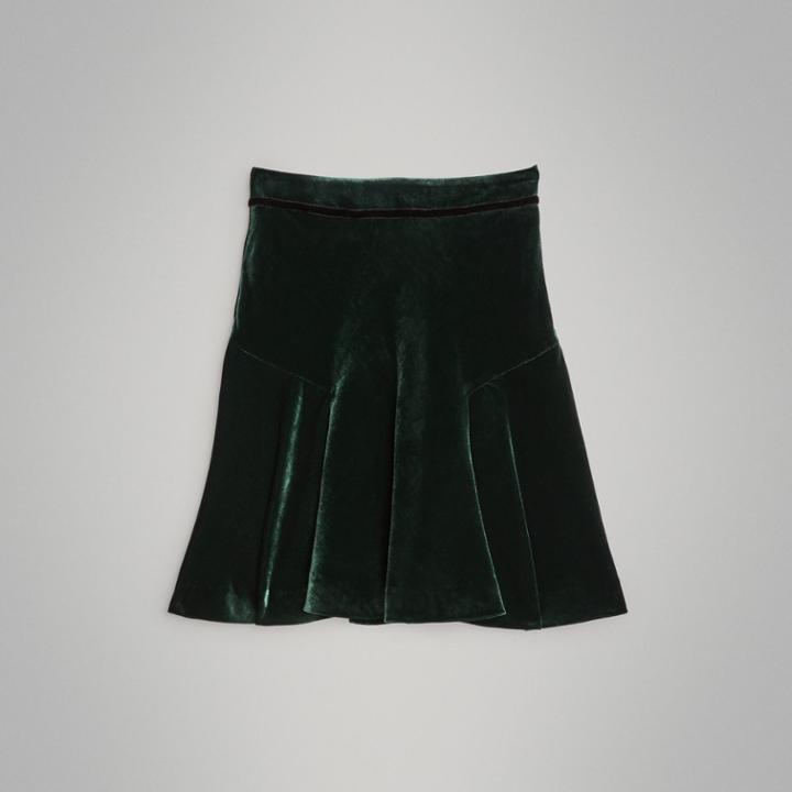 Burberry Burberry Velvet Flared Skirt, Size: 14y, Green