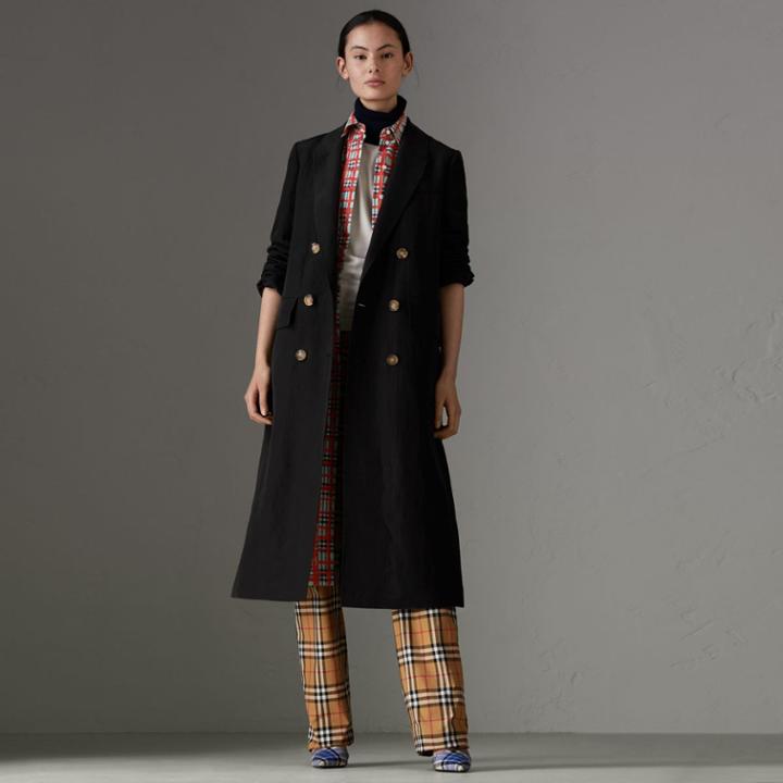 Burberry Burberry Linen Silk Tailored Coat, Size: 06, Black