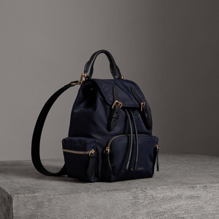 Burberry Burberry The Small Crossbody Rucksack In Nylon, Blue