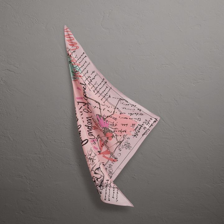 Burberry Burberry Postcard Print Silk Scarf