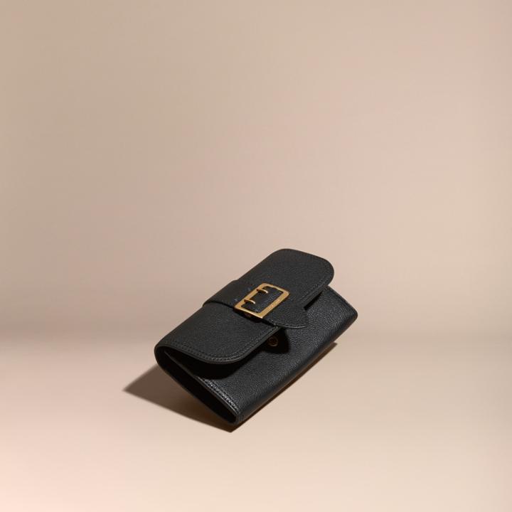 Burberry Burberry Textured Leather Continental Wallet, Black