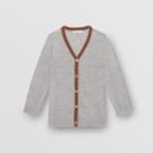 Burberry Burberry Childrens Icon Stripe Detail Merino Wool Cardigan, Size: 14y, Grey