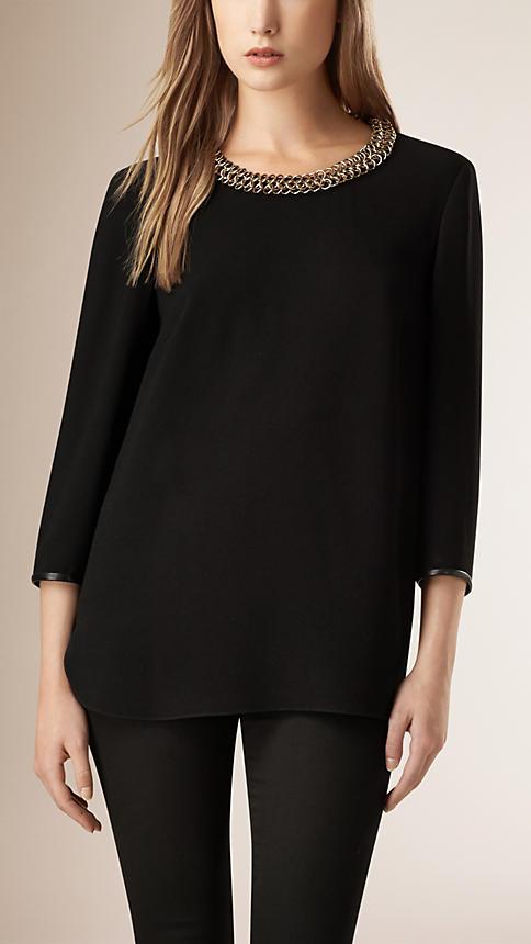 Burberry Chain Detail Satin-back Crepe Top