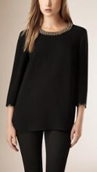 Burberry Chain Detail Satin-back Crepe Top