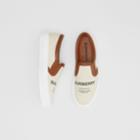 Burberry Burberry Horseferry Print Cotton And Leather Slip-on Sneakers, Size: 35, Brown