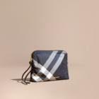 Burberry Burberry Large Zip-top Check Pouch, Blue