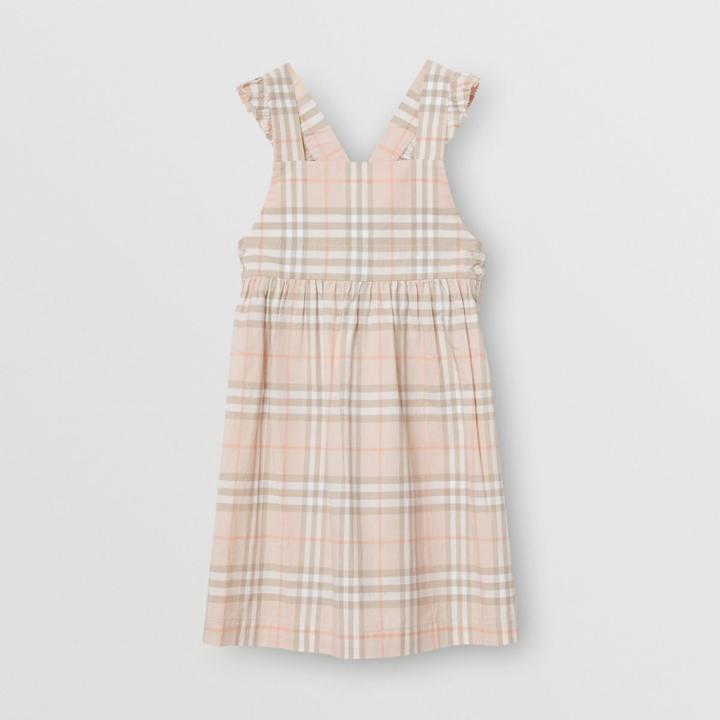 Burberry Burberry Childrens Ruffle Detail Check Cotton Dress, Size: 4y, Orange