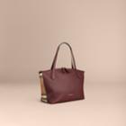 Burberry Burberry Medium Leather And House Check Tote Bag, Red