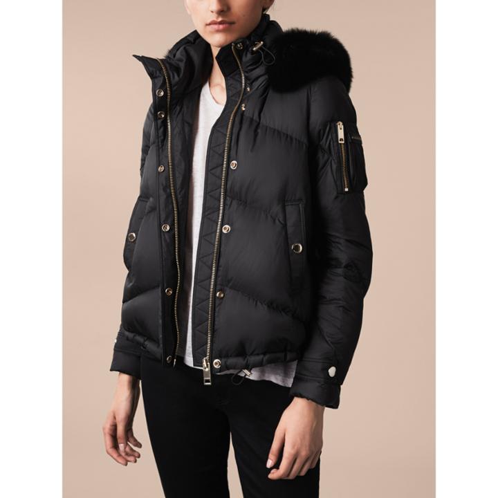 Burberry Burberry Down-filled Puffer Jacket With Detachable Fur-trimmed Hood, Black