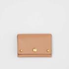 Burberry Burberry Triple Stud Leather Folding Wallet, Beige