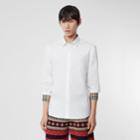 Burberry Burberry Embroidered Ekd Stretch Cotton Poplin Shirt, White