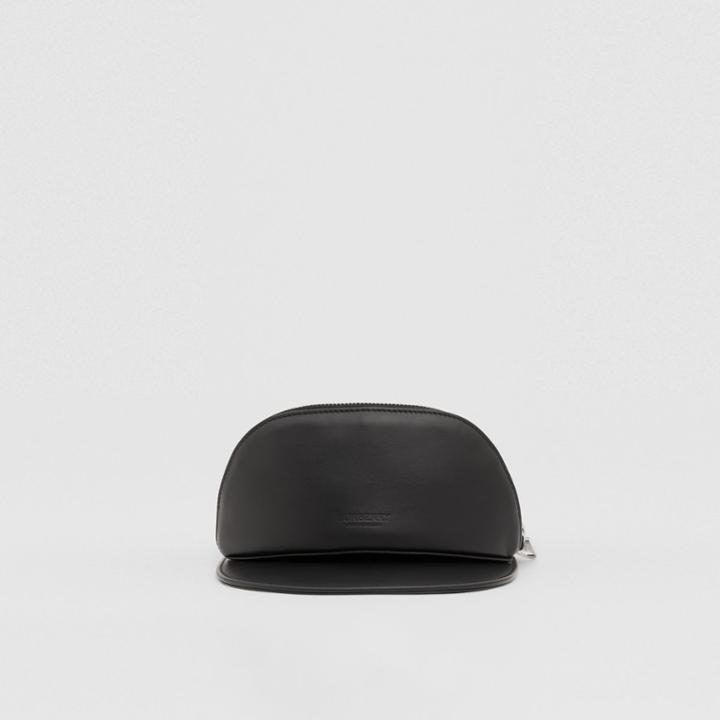 Burberry Burberry Rubberised Cotton Visor With Detachable Zip Pocket, Black