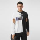 Burberry Burberry Cut-out Sleeve Montage Print Cotton Oversized Top, Black
