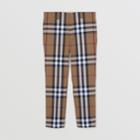 Burberry Burberry Check Wool Cropped Tailored Trousers, Size: 34, Brown