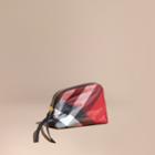 Burberry Burberry Small Zip-top Check Pouch, Red