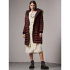 Burberry Burberry Detachable Fur Trim Down-filled Puffer Coat With Hood, Size: Xs, Red
