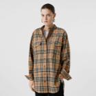 Burberry Burberry Vintage Check Stretch Cotton Oversized Shirt, Size: 04, Beige